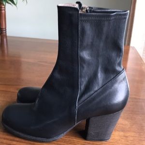 COPY - Fiorentini+Baker Italian made soft black leather booties w stacked heels…